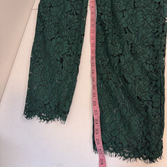 Rachel Parcell Botanica Lace Pants Women's 12 Green Scallop Hem Lined Romantic - Picture 14 of 16